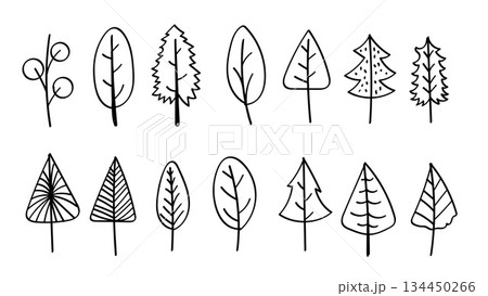 Abstract Christmas Trees Vintage Hand-Drawn Collection Outline Icons and Symbols.Vector Set Abstract Christmas Trees Vintage Hand-Drawn Collection Outline Icons and Symbols.Vector Set 134450266