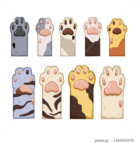 cat paw set cartoon vector illustration 134450379