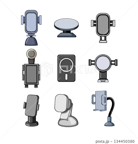car holder phone set cartoon vector illustration 134450380
