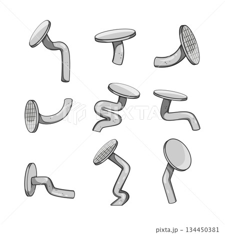 bent nail set cartoon vector illustration bent nail set cartoon vector illustration 134450381