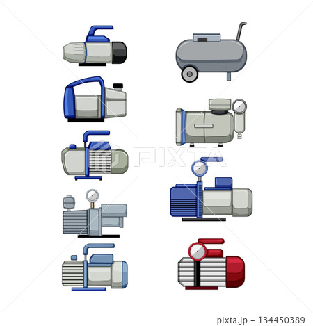 vacuum pump set cartoon vector illustration 134450389