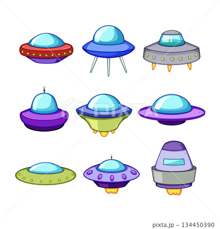 ufo ship set cartoon vector illustration ufo ship set cartoon vector illustration 134450390