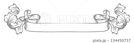 Scroll Crest Heraldic Filigree Pattern Motif 134450737