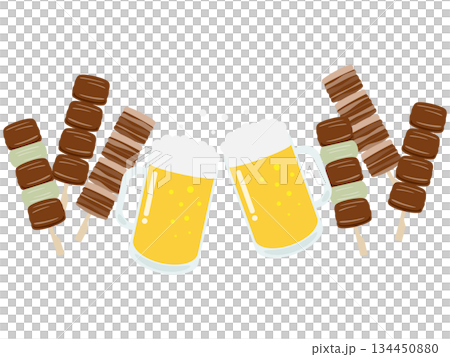 啤酒杯和烤雞串 134450880