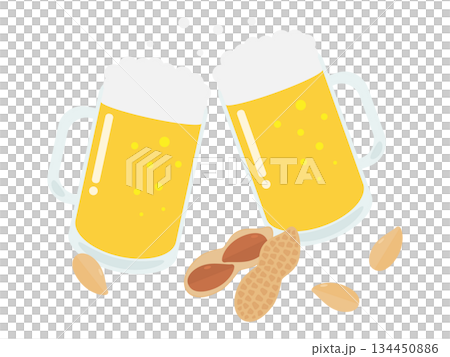 啤酒杯和花生 啤酒杯和花生 134450886