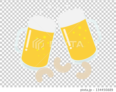 ビールジョッキとカシューナッツ 134450889