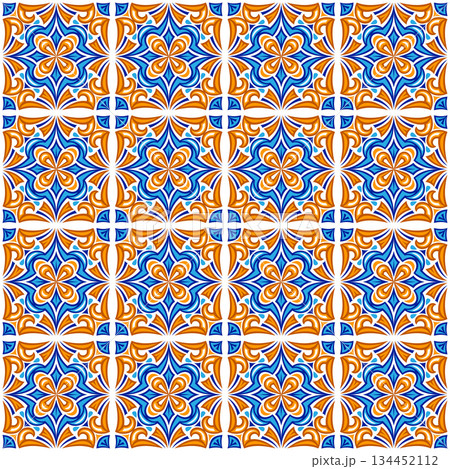 Talavera seamless pattern. Azulejos portugal. Turkish ornament. Moroccan tile mosaic. Spanish porcelain. Ceramic tile, folk print. Spanish pottery. Ethnic background. Talavera seamless pattern. Azulejos portugal. Turkish ornament. Moroccan tile mosaic. Spanish porcelain. Ceramic tile, folk print. Spanish pottery. Ethnic background. 134452112