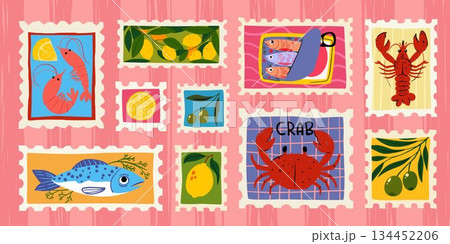 Amalfi coastal stamp collection 134452206