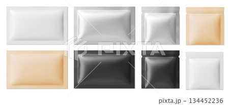 Sealed sachet mockups set isolated on white 134452236