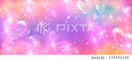 Heart shaped bubbles with sparkle effects 134452240