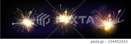 Electric welding sparks with firecracker effect. 134452423