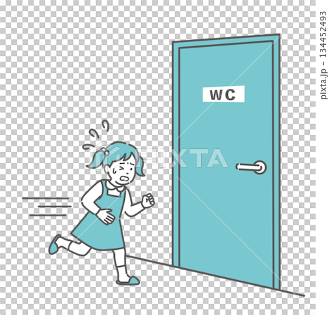Illustration of a girl running to the toilet (abdominal pain, diarrhea, bowel movement, child) Illustration of a girl running to the toilet (abdominal pain, diarrhea, bowel movement, child) 134452493