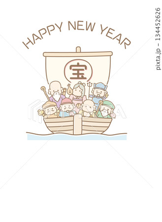 七福神と宝船 年賀状素材 年賀状のイラスト素材02 134452626