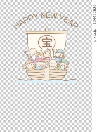 七福神と宝船 年賀状素材 年賀状のイラスト素材02 134452626