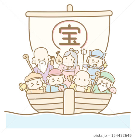 七福神と宝船 パステルカラー 134452649