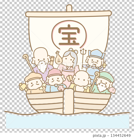 七福神と宝船 パステルカラー 134452649