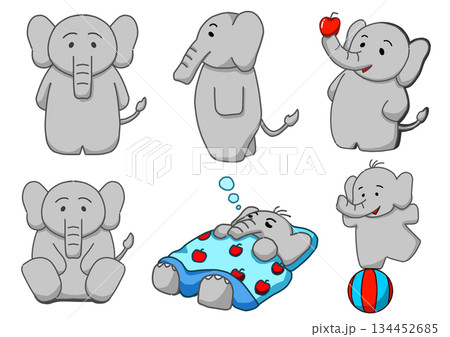 ゾウのポーズセット 134452685