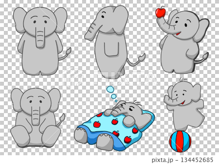 ゾウのポーズセット 134452685