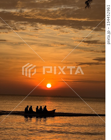 sunset over the sea sunset over the sea 134452961