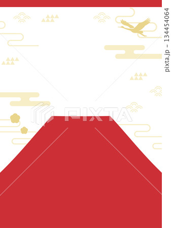 正月の富士山と鶴 お正月の背景 赤 初売りチラシ背景素材 縦03 正月の富士山と鶴 お正月の背景 赤 初売りチラシ背景素材 縦03 134454064
