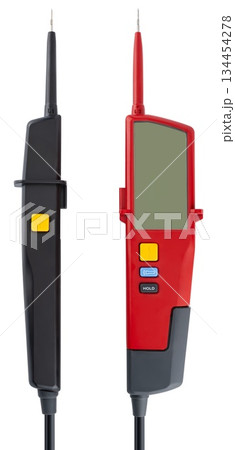 Professional AC and DC voltage tester with automatic range selection. On a white background 134454278