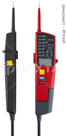Red digital voltage indicator up to 690 V with continuity test function and screen backlight. Red digital voltage indicator up to 690 V with continuity test function and screen backlight. 134454448