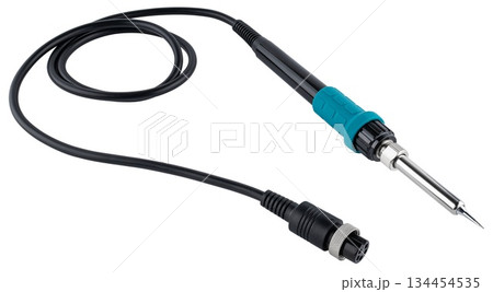 The electric soldering iron provides stable heating for joining metal elements. The electric soldering iron provides stable heating for joining metal elements. 134454535
