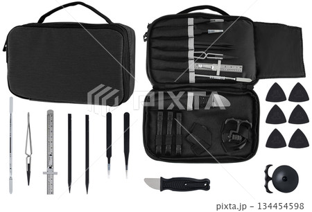 Organiser bag with antistatic tools for assembling and repairing electronic equipment. Organiser bag with antistatic tools for assembling and repairing electronic equipment. 134454598