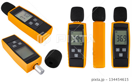 Portable noise measurement device for home and work. On a white background in isolation 134454615