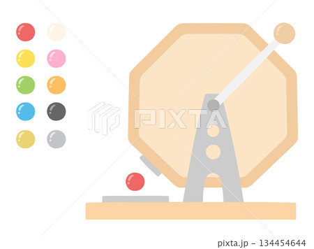 ガラガラ ガラポン 抽選器と玉のイラストセット ガラガラ ガラポン 抽選器と玉のイラストセット 134454644