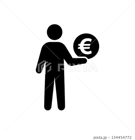 Man Holding Euro Currency Icon 134454772