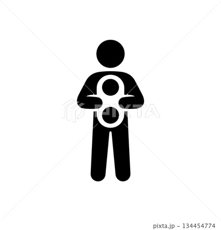 Man Holding 8 Number Icon Man Holding 8 Number Icon 134454774