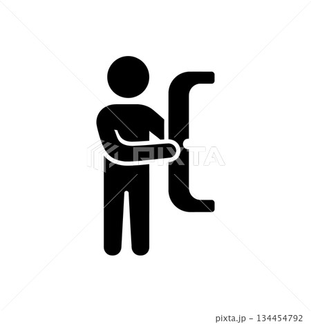 Man Holding Bracket Symbol Icon 134454792