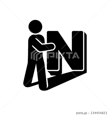 Man Holding N Alphabet Icon 134454821