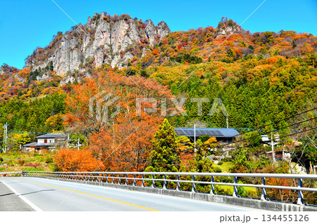 万年橋／吾妻川より岩櫃山方面を望む(群馬県東吾妻町)【2025.11】 134455126