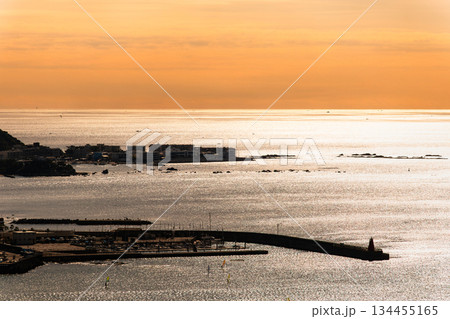 冬の陽光がきらめく相模湾　夕景 134455165