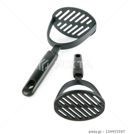 Pair of Black Plastic Potato Mashers Isolated on White Pair of Black Plastic Potato Mashers Isolated on White 134455597