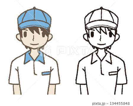 手描きの作業員正面 手描きの作業員正面 134455848