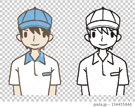 Hand-drawn worker front view 134455848