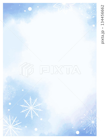 Vertical winter template with snowflakes on watercolor background 134456662