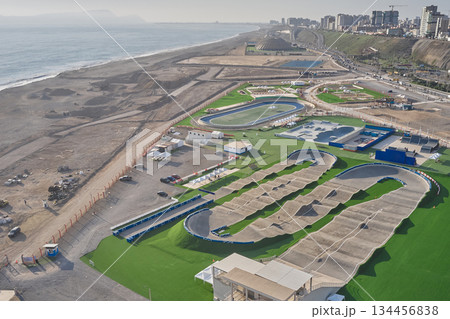 Aerial view costa verde sports complex in lima, peru 134456838
