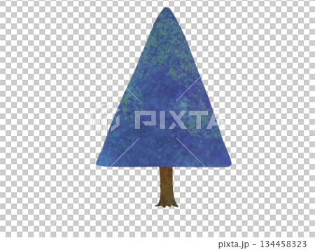 藍色手繪針葉樹 134458323