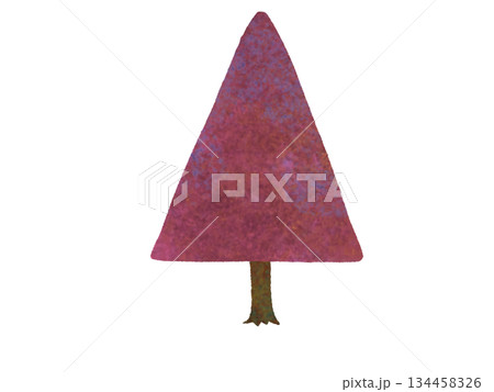 赤い手描き風針葉樹 134458326
