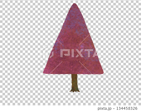 赤い手描き風針葉樹 134458326