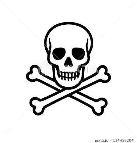 Black and white skull with crossed bones symbol vector art illustration design template isolated on a white background. 134459204
