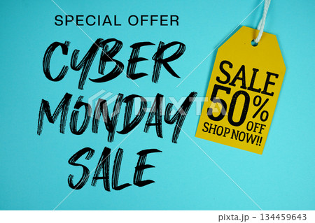 Cyber Monday Sale Special offer with Price tag Sale 50% Shop Now Cyber Monday Sale Special offer with Price tag Sale 50% Shop Now 134459643