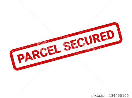 Grunge effect red rubber stamp displaying the words parcel secured, indicating safe handling and protection Grunge effect red rubber stamp displaying the words parcel secured, indicating safe handling and protection 134460196