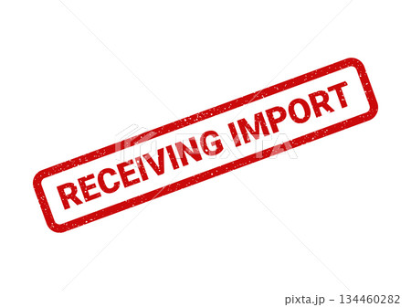 Grunge red rubber stamp with RECEIVING IMPORT text, indicating inbound international shipments and customs processing Grunge red rubber stamp with RECEIVING IMPORT text, indicating inbound international shipments and customs processing 134460282
