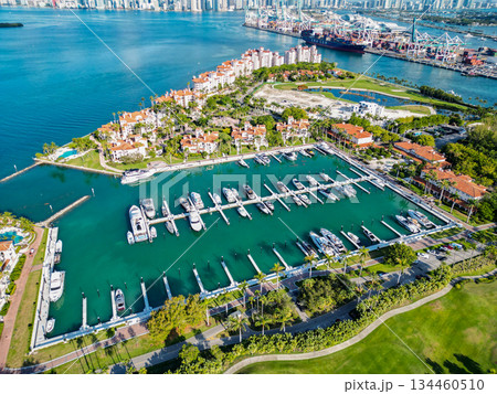 Miami, Florida, USA - June 07, 2024: Marina in Miami Beach, Florida USA. Yacht boat docked on sea Biscayne bay. Downtown Miami Marina with luxury yacht boat. Summer vacation. Luxurious yacht marina Miami, Florida, USA - June 07, 2024: Marina in Miami Beach, Florida USA. Yacht boat docked on sea Biscayne bay. Downtown Miami Marina with luxury yacht boat. Summer vacation. Luxurious yacht marina 134460510