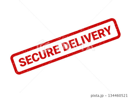 Grunge textured rectangular stamp illustration displaying secure delivery, indicating a guaranteed and protected shipment service Grunge textured rectangular stamp illustration displaying secure delivery, indicating a guaranteed and protected shipment service 134460521